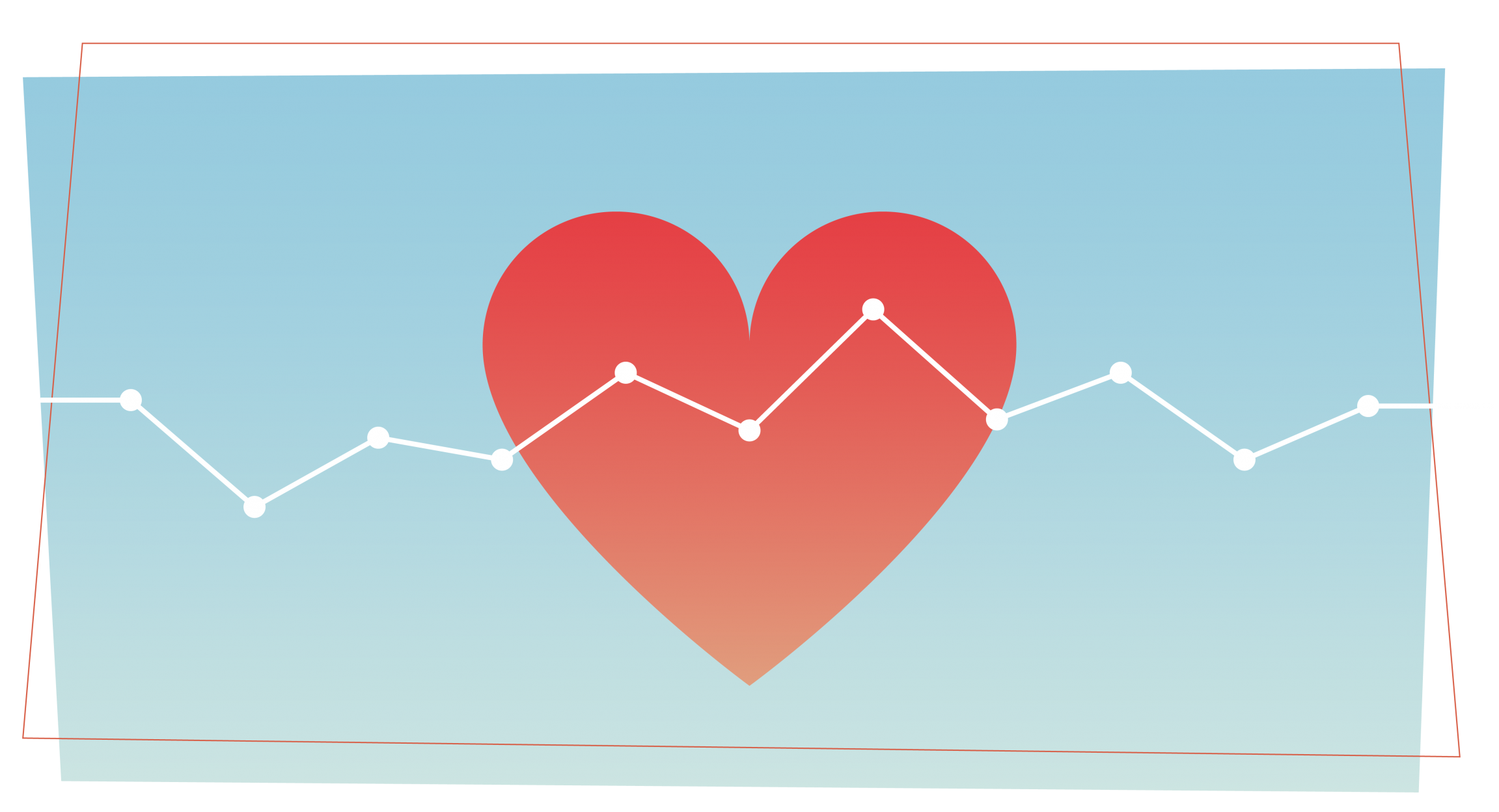 a heart icon with a line plot graph running across it
