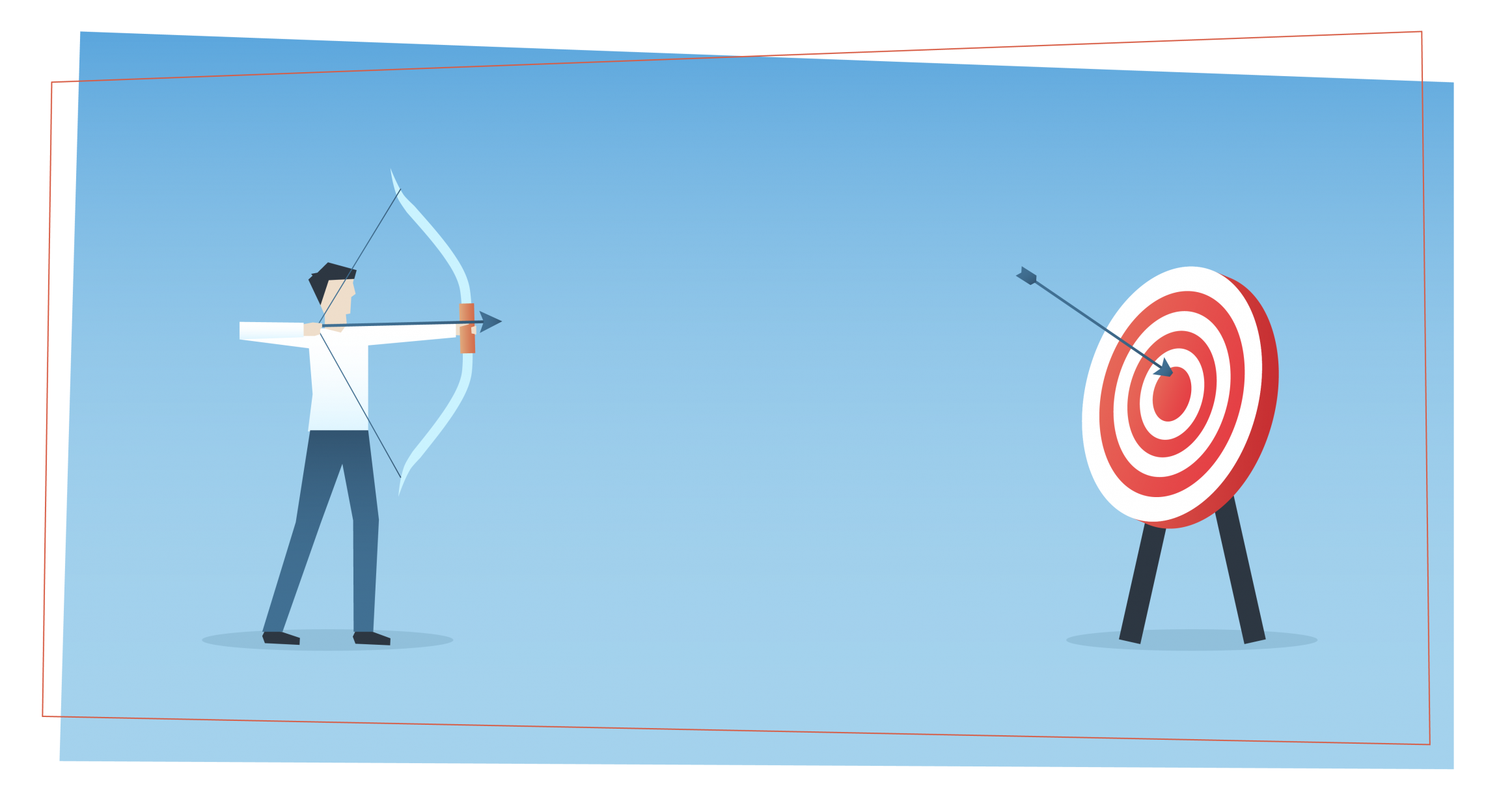 a man shoots arrows from a bow at a large target