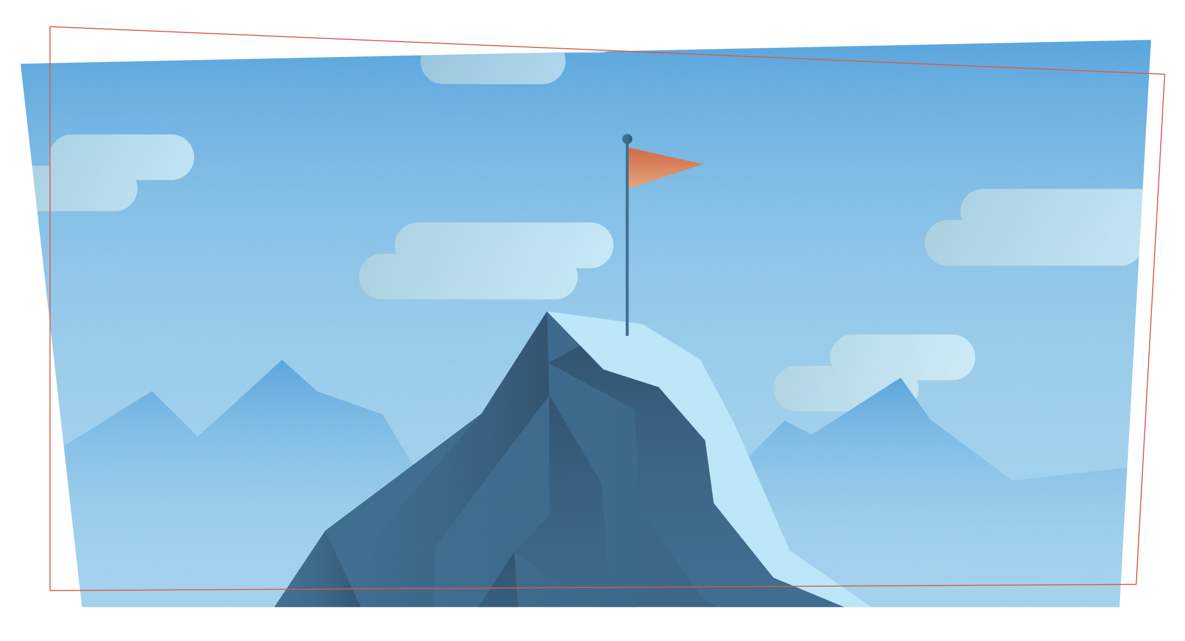 a flag on the top of a mountain peak