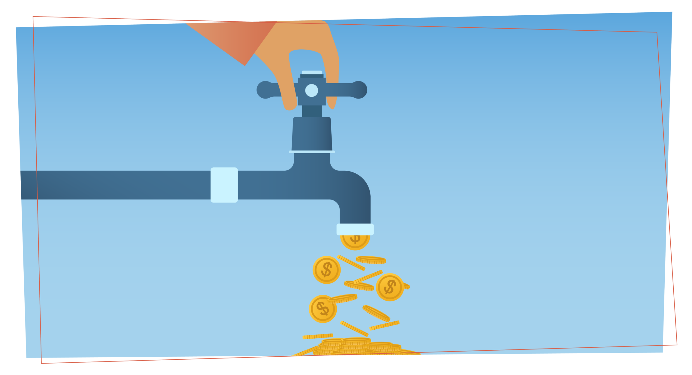 someone turning the knob on a faucet as gold coins flow out of the spicket