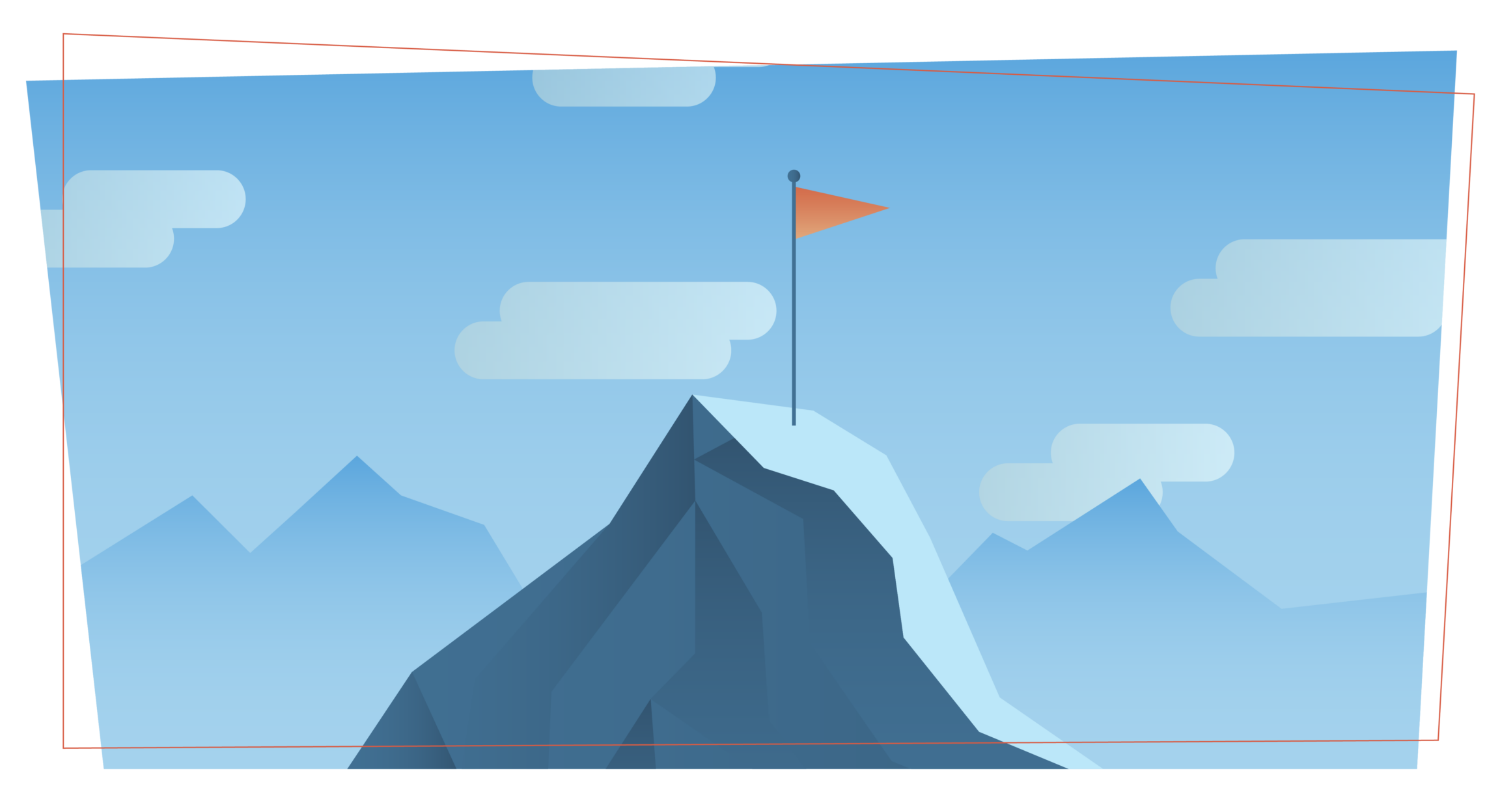 a flag on the top of a mountain peak