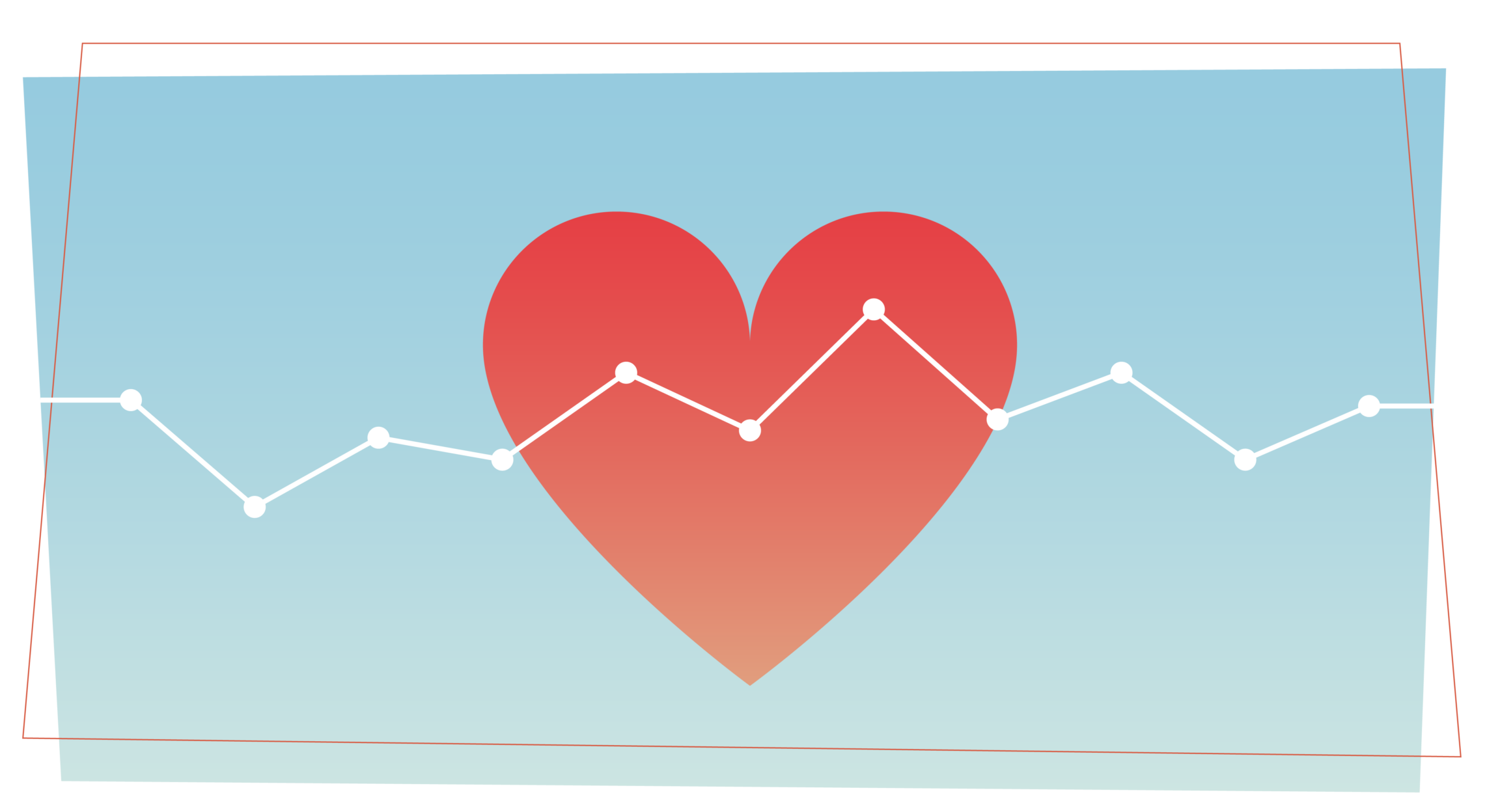 a heart icon with a line plot graph running across it